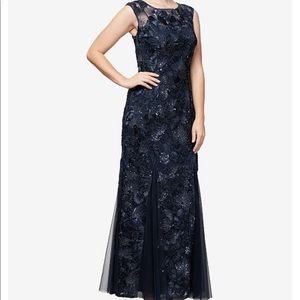 Navy blue soutache gown
